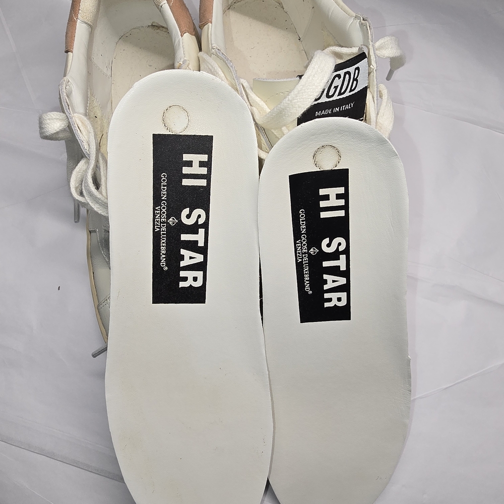Golden Goose High Star Low Top Off White Leather Briwn Heel Pad. Size EU 38 US 8 - Picture 8 of 13